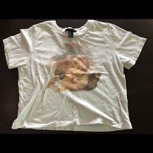 white cropped t-shirt with angel design